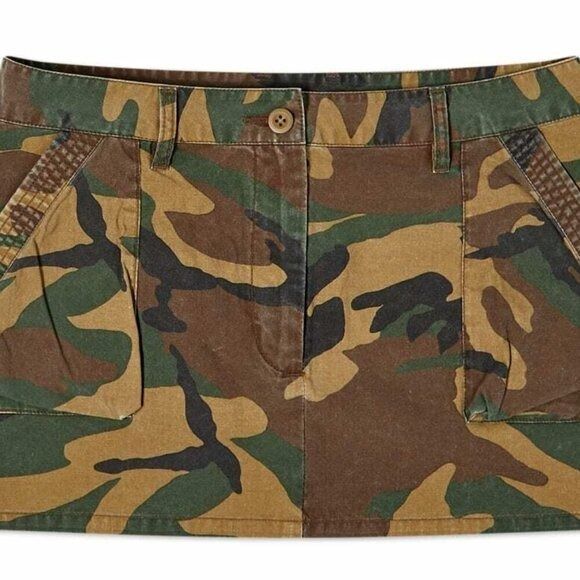 John Elliott Women's Washed Low Rise Mini Skirt in Camo, Size 1 - Picture 10 of 12